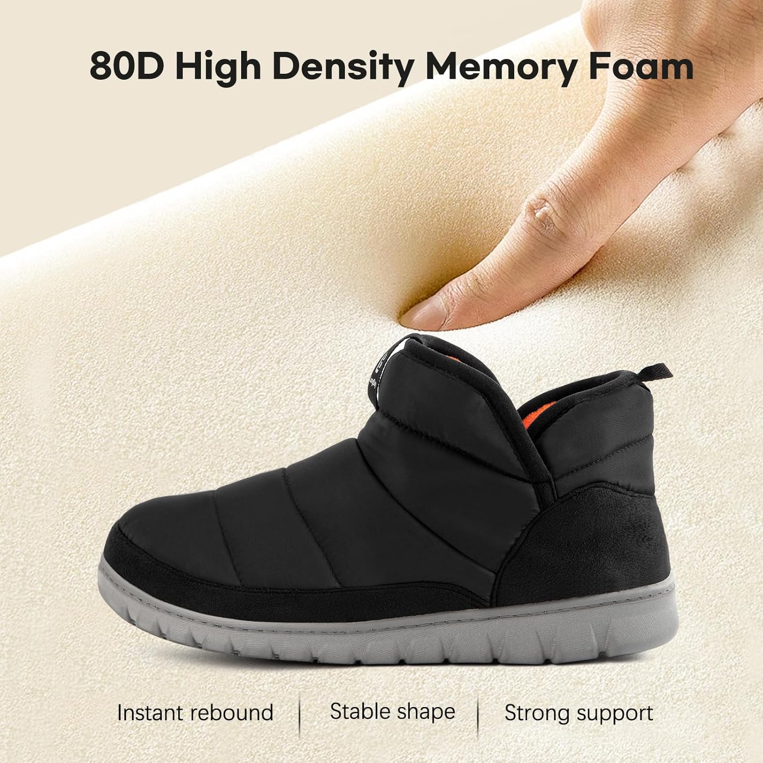 LongBay Mens Bootie Slippers with Memory Foam Indoor Outdoor Warm House Shoes Sport Lounge Camping Boots - Image 5