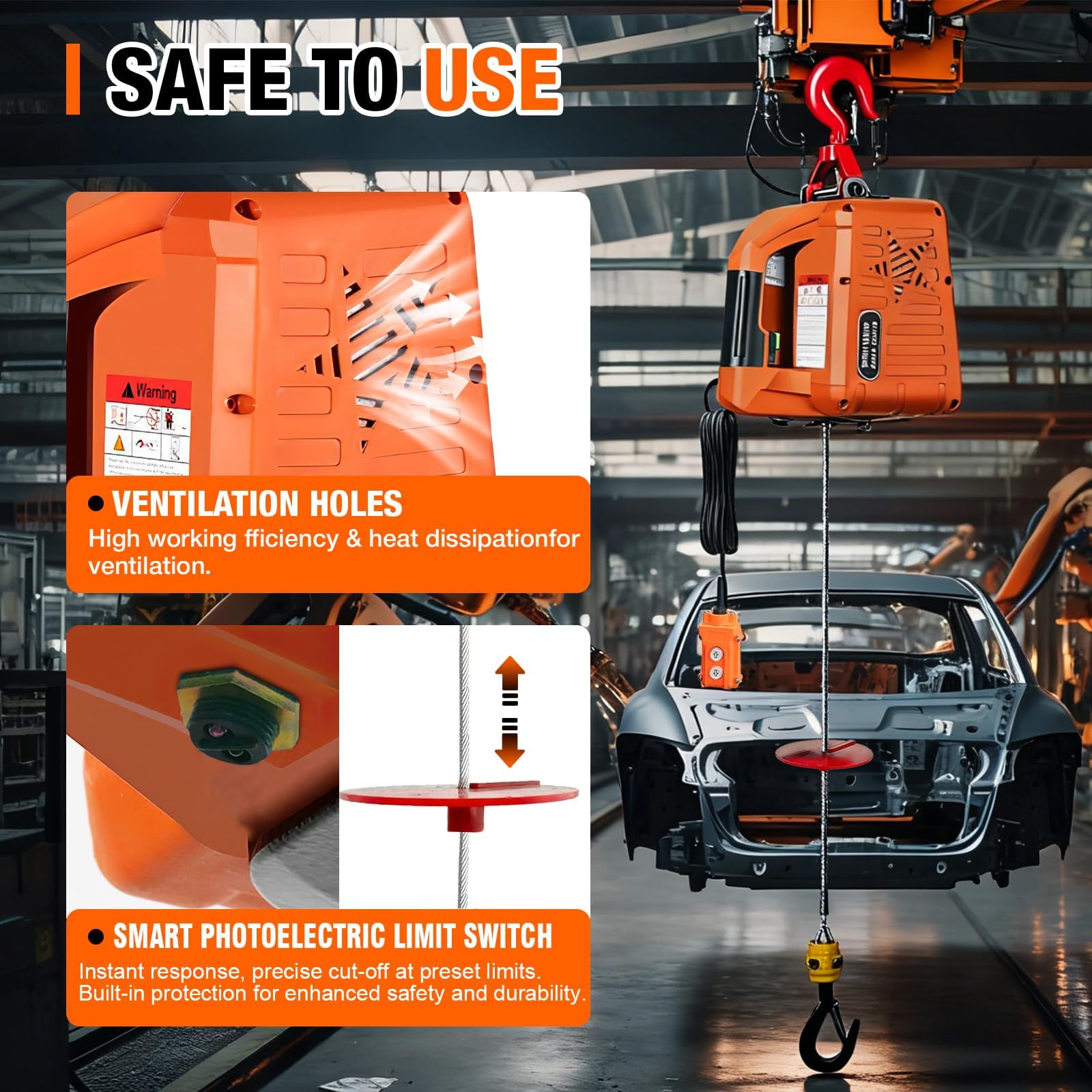 3-in-1 Electric Winch - Remote Control Lift Crane -7