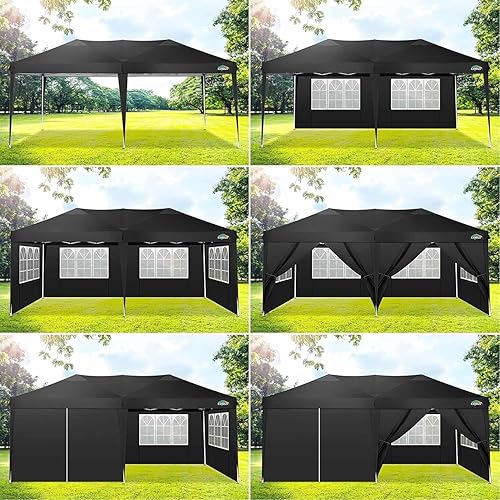 Miniatura 9 de COBIZI Tienda de campaña desplegable de 10 x 20 pulgadas, impermeable, refugio instantáneo comercial, para exteriores, carpa para fiestas, con bolsa