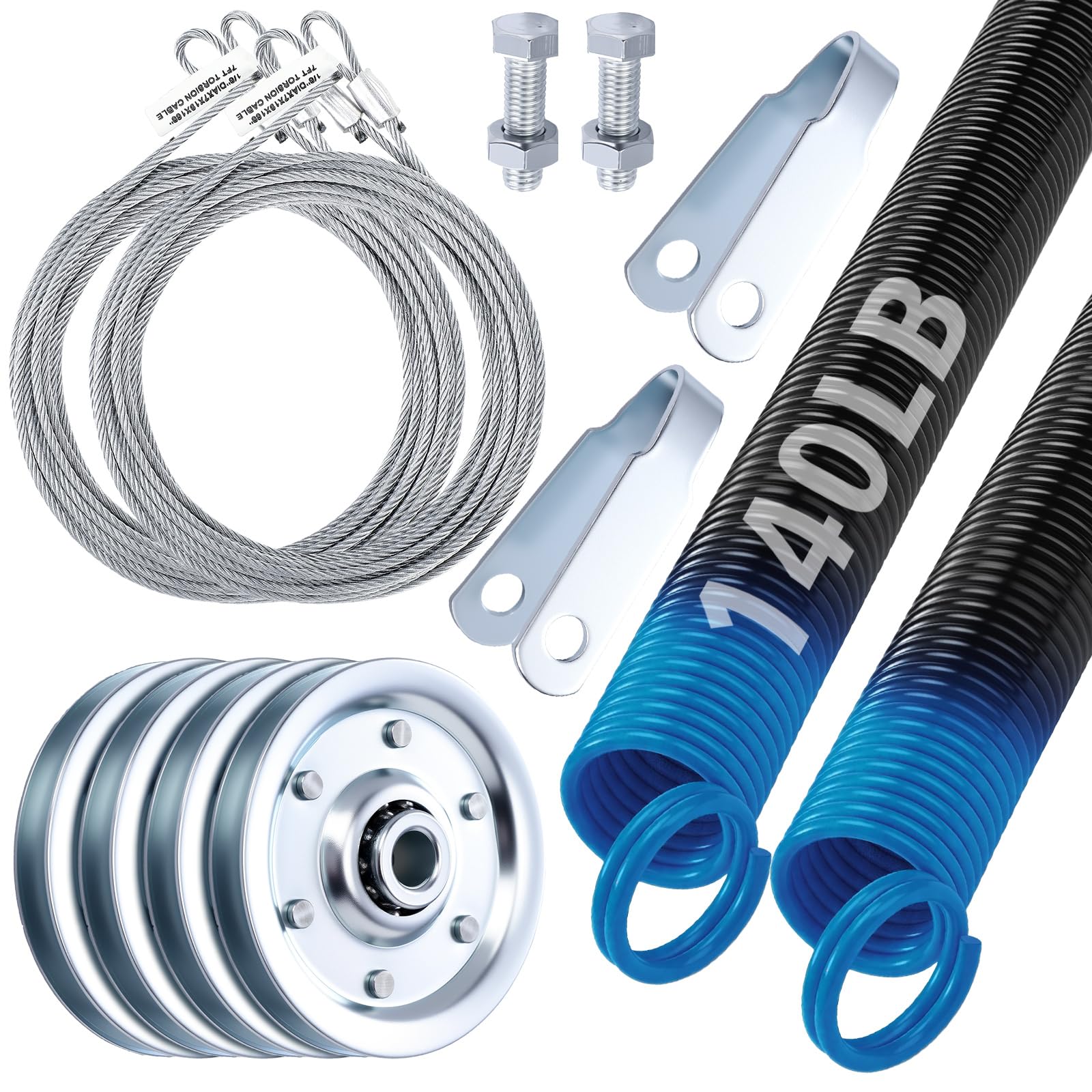 Photo 1 of MorningRo Garage Door Extension Springs Kit 140 lb Blue
