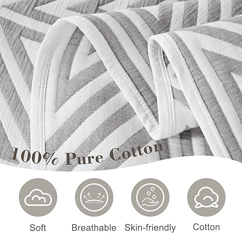 Miniatura 6 de EMME Manta de algodón  Edredón individual de 6 capas suave y gruesa de 400 GSM, manta jacquard triangular grande de 60 x 80 pulgadas, edredón de