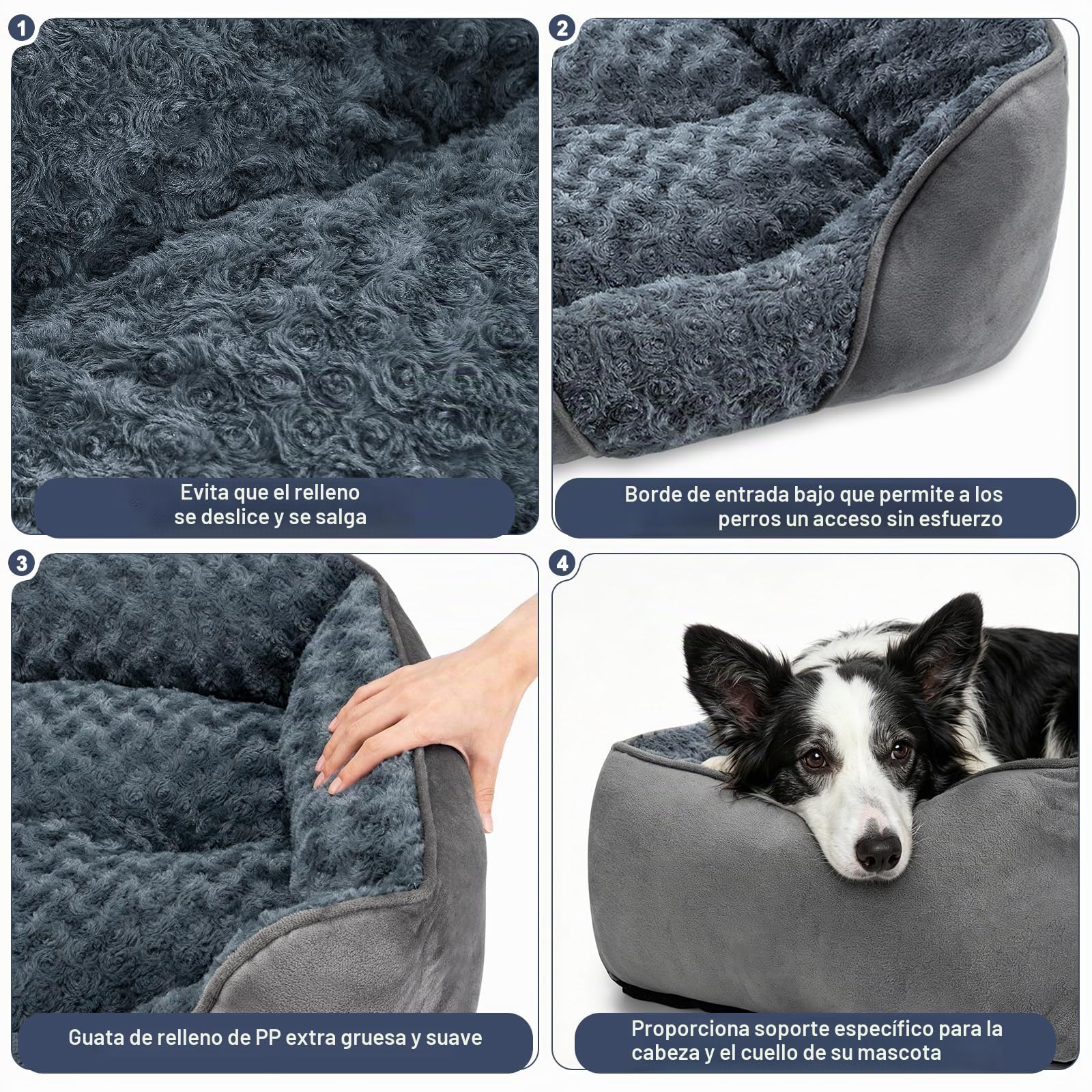 JOEJOY Cama para Perros Medianos, Cama Perro Lavable, Suave, Antideslizante para Pequeños y Medianos y Gatos, 63x53x20cm