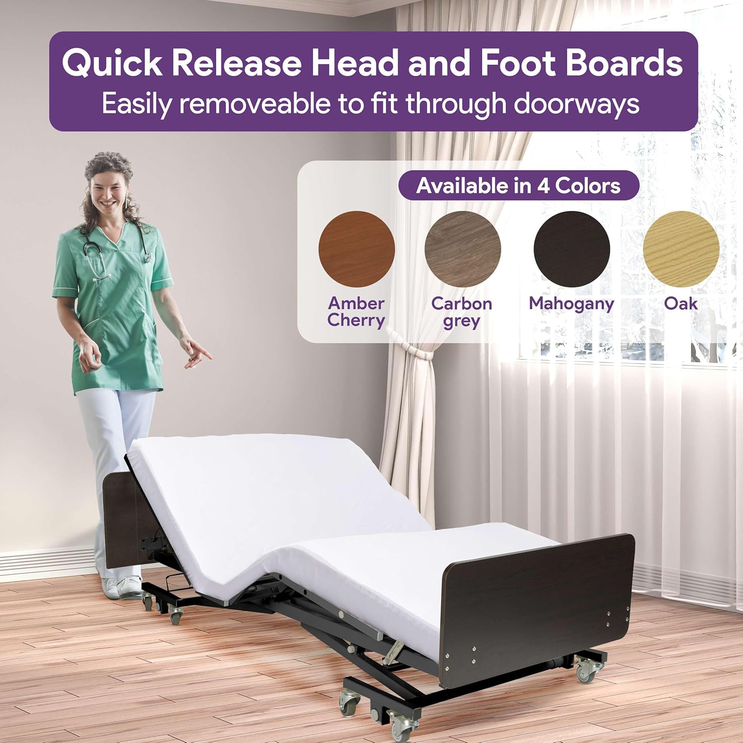 [Customize Your OWN Bed Package] Full Electric Hospital Bed for Home Use - Choose Mattress, Color, Rails and More - Ultra Low 7" - 31" Height Range, 36"-42"-48" Expandable Width, Adjustable Length