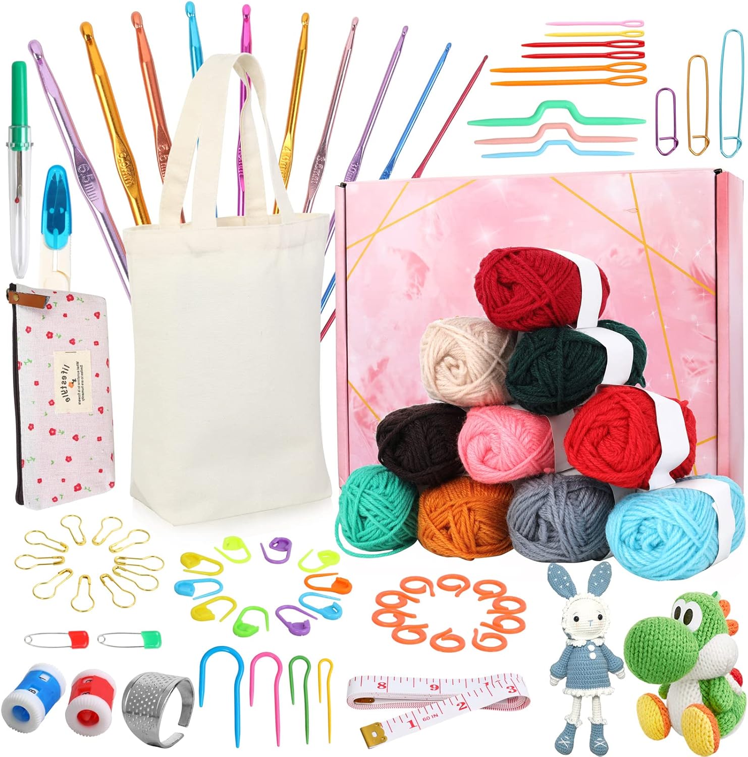 100PCS Crochet Kit Premium Beginners Crochet Hook Set with