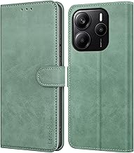 Leacckl Coque pour Xiaomi Redmi Note 14 4G [EU Version] (Pas pour 5G), Etui Protection Housse Premium en Cuir PU Portefeuille, [Ranges Cartes] Pochette Fermeture Magnétique, Vert