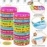 Vista 3 de JUNEBRUSHS Juego de pulseras y pulseras de silicona para el regreso a clases, 50 piezas, regalos de bienvenida a la escuela para niños