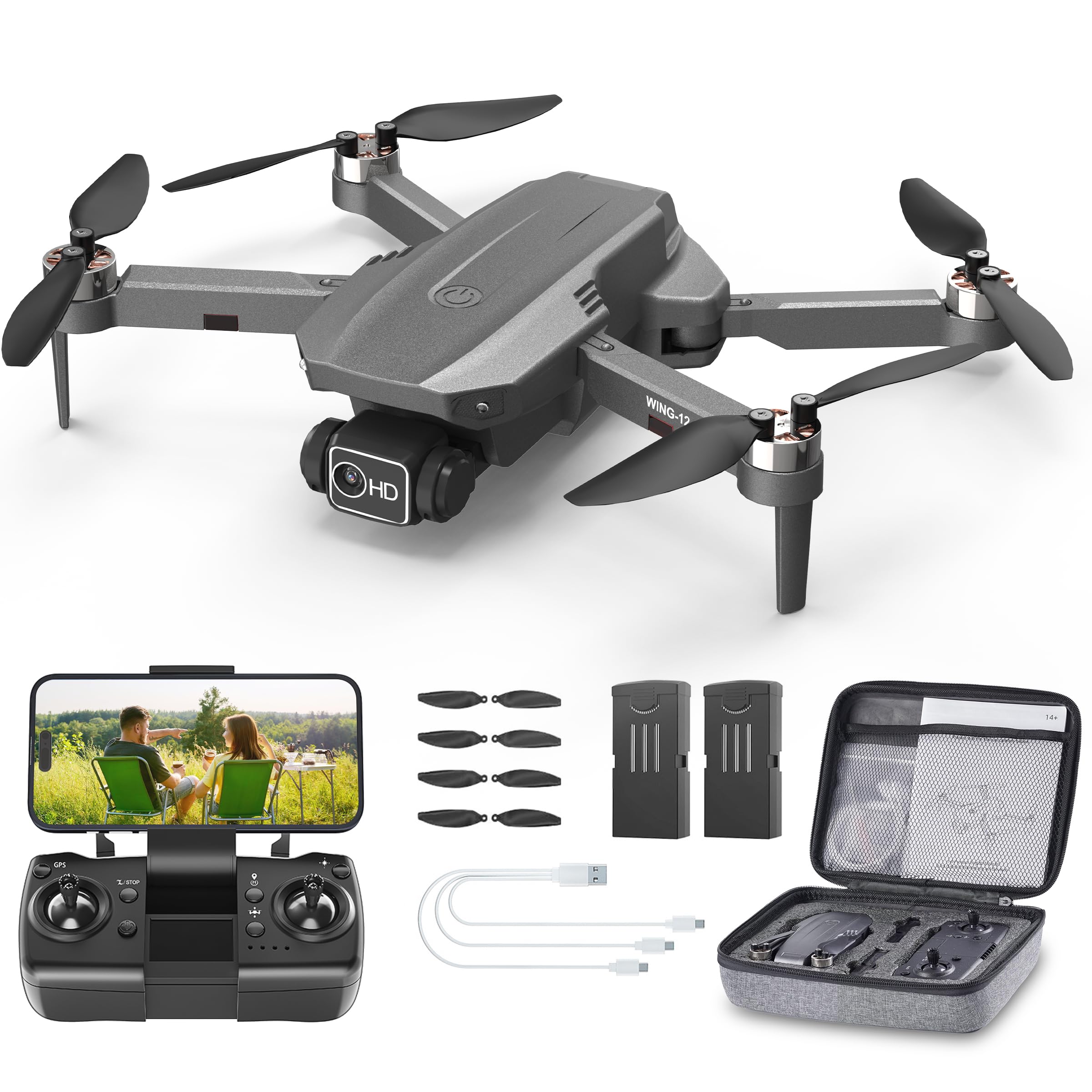 B12 Drone with Camera 4K, GPS Drone, Under 249g, RC Quadcopters with Follow Me. Brushless Motor, Smart Auto Return Home, Waypoint Fly, Lightweight and Foldable Quadcopters for Beginner