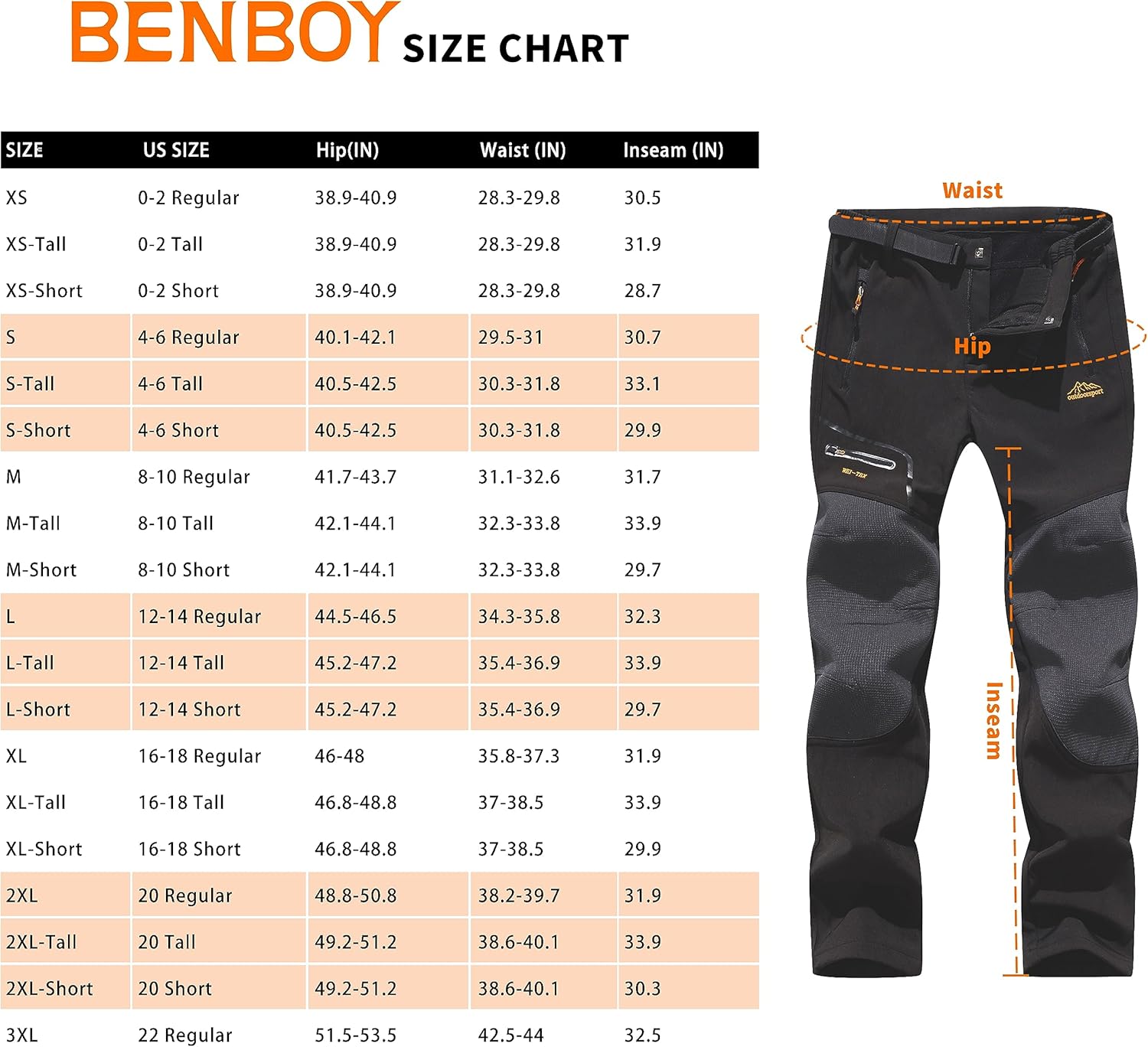 BenBoy Snow Pants Features and Construction Details