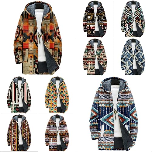 Miniatura 3 de MARSVOVO Aztec Ethnic - Suéter de punto para hombre, con cremallera y capucha, estilo casual, elegante, con forro polar, chaqueta de punto