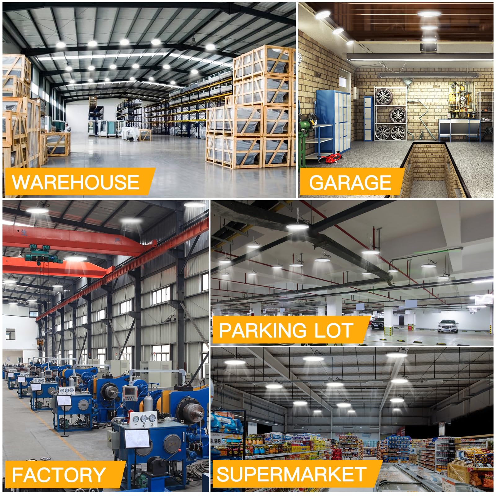 UFO LED Industrial Reflektor LED 150 W, 15000LM UFO LED Industrial Statki Przemysłowe, 6500K Wodoodporny IP65 Przemysłowy reflektor LED do patio, garażu, fabryki, warsztatu