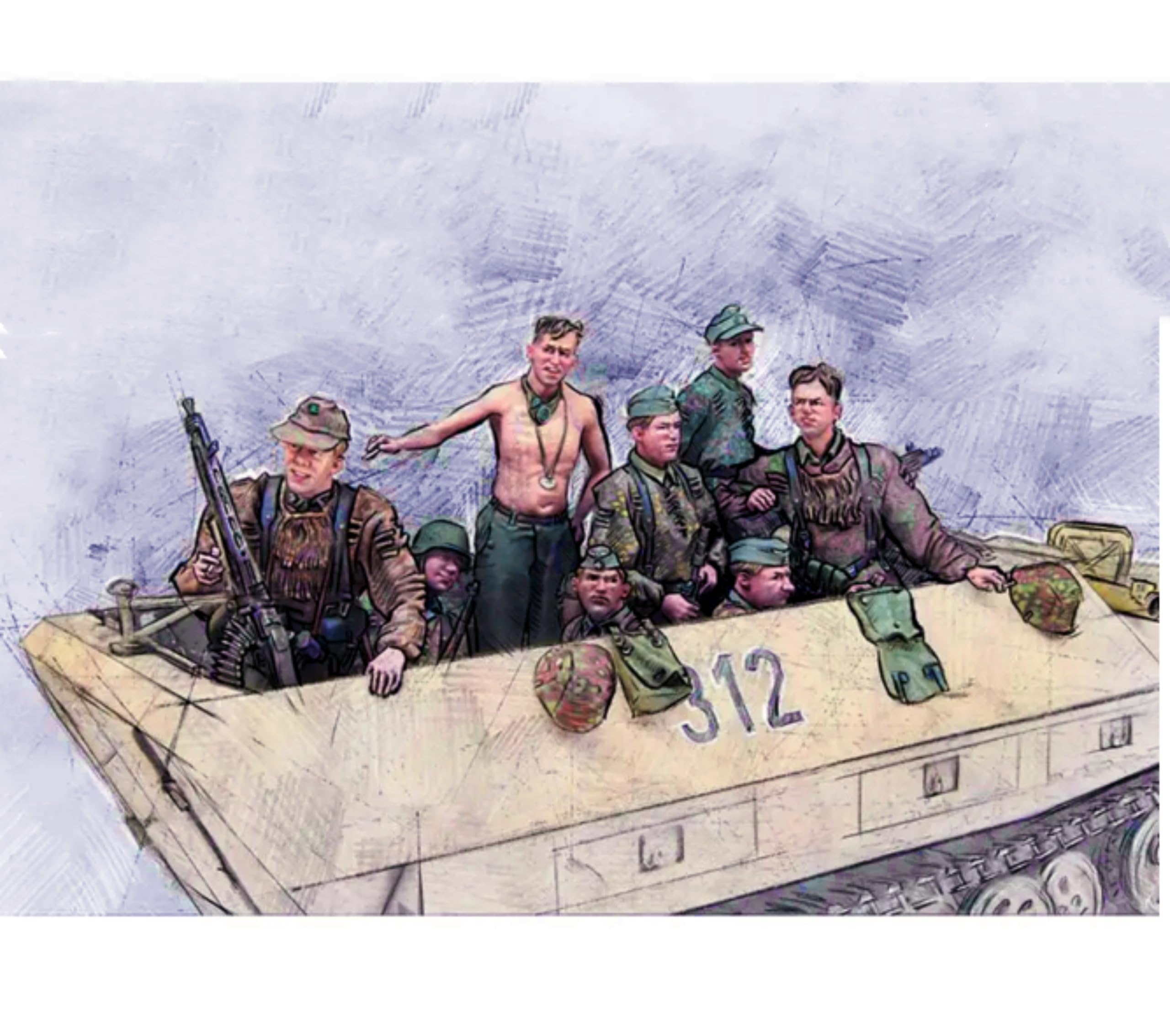 TRUEGRIS 1/35 WWII German Tank Soldier Resin Model Kit Unpainted and Unassembled (8 people, no tank) //k3w8J1