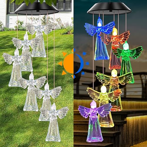 Miniatura 3 de WENANA Campanillas de viento solares de ángel, luces que cambian de color, el mejor regalo para mamá, abuela, mujer, esposa, tía, hija, hermana, luz