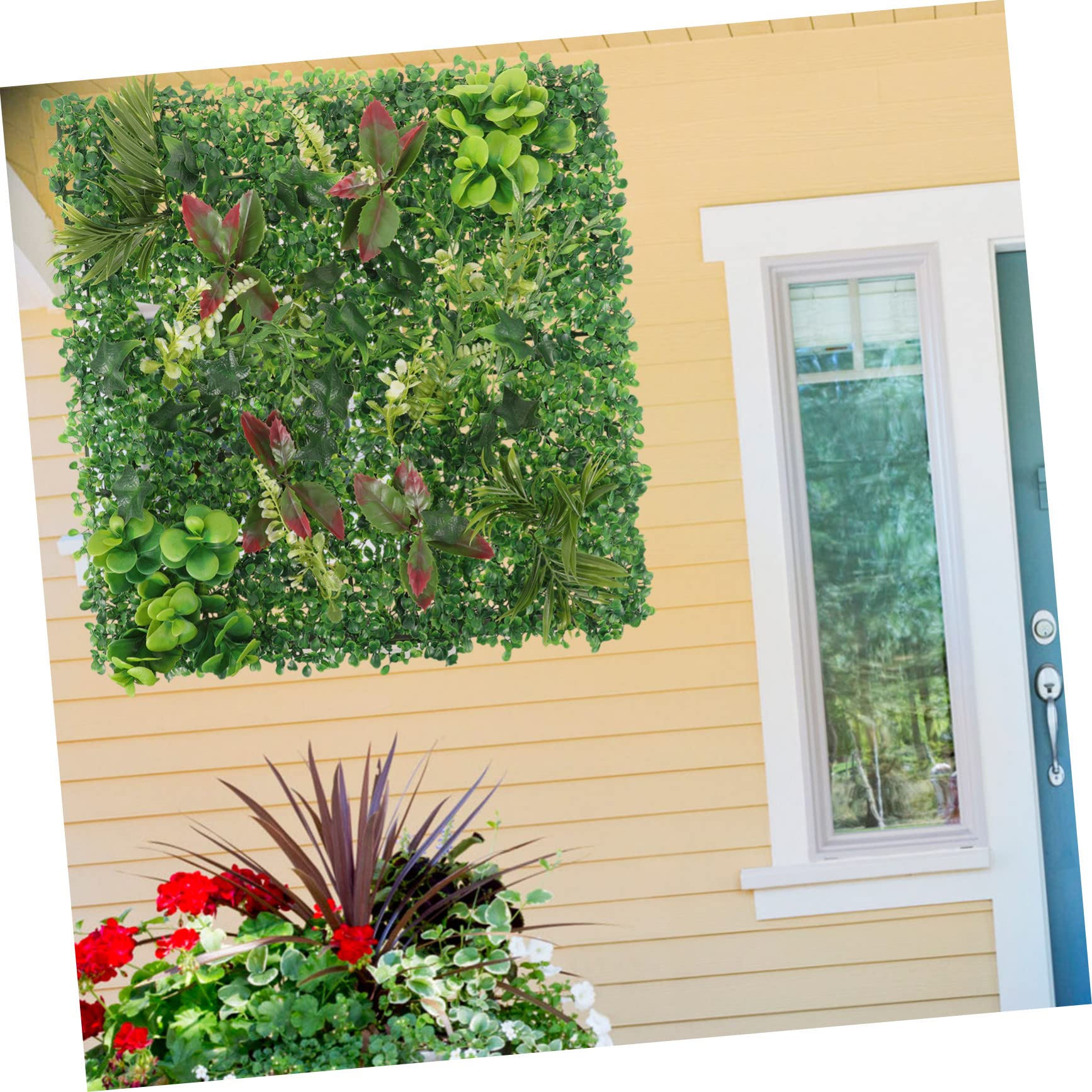 Mikikit Mur Végétal Artificiel 50x50 Cm en Ldpe Vert, Fausse Pelouse Décorative Anti-UV, Facile à Installer pour Décoration Murale Intérieure et Extérieure