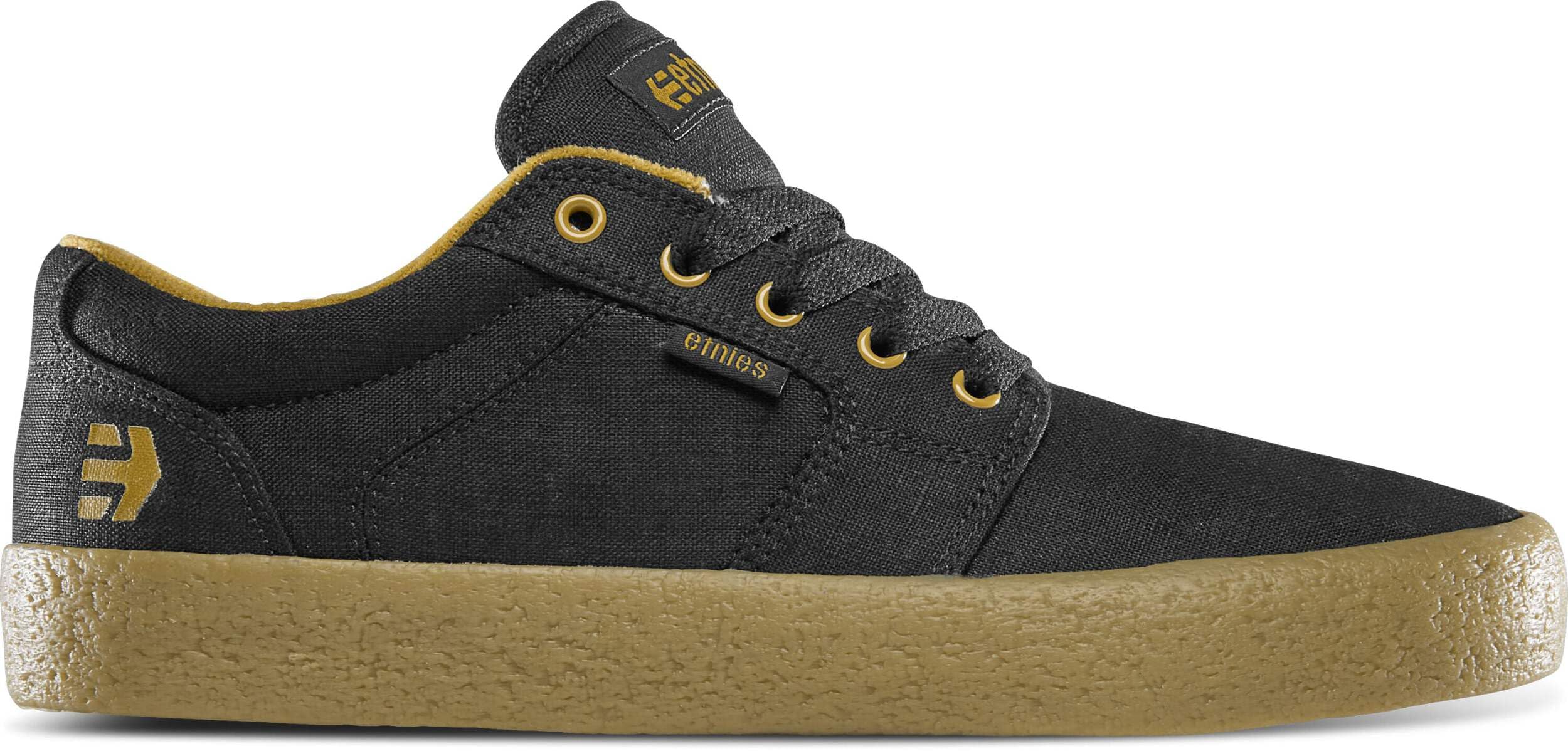 Etnies Barge LS - Classic Skate Look, Slim Vulcanized Silhouette, Armored Collar, Reinforced Vulc - Black Raw - 7.5