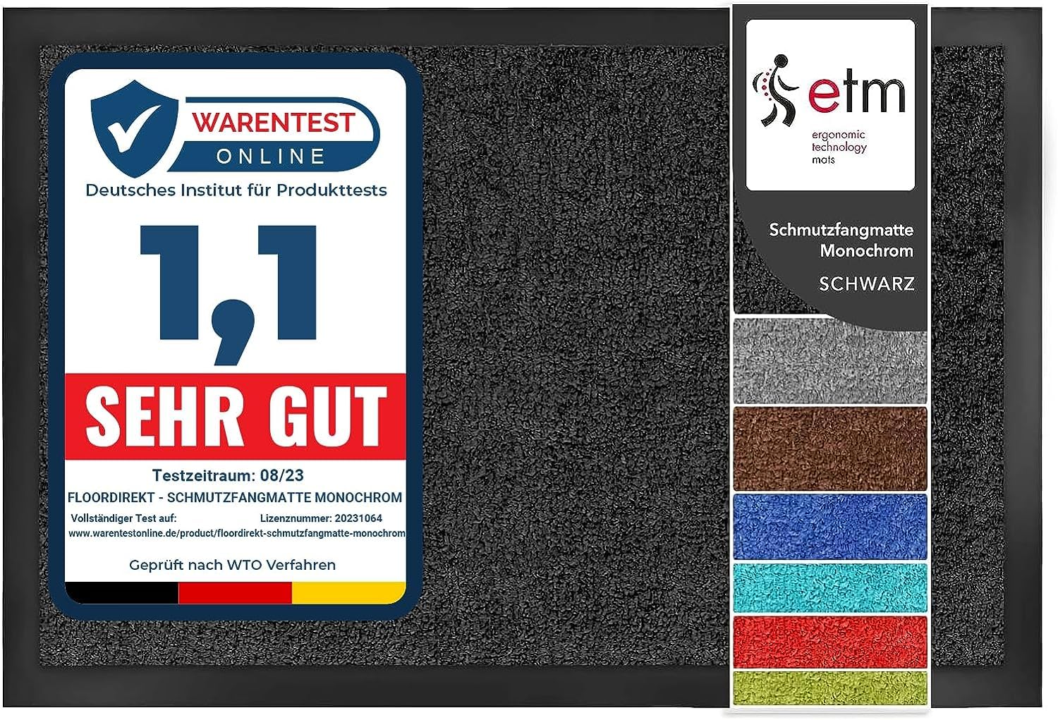 etm Schmutzfangmatte ColorLine | Türmatte in vielen Größen | Fußmatte für Innenbereich | Rutschfester Teppich für Flur, Haustür, Eingang, Eingangsbereich, Vorzimmer