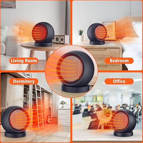 Miniatura 7 de Calentador de escritorio, 600 W de eficiencia energética para uso en interiores, calentador eléctrico de escritorio de cerámica PTC de calentamiento