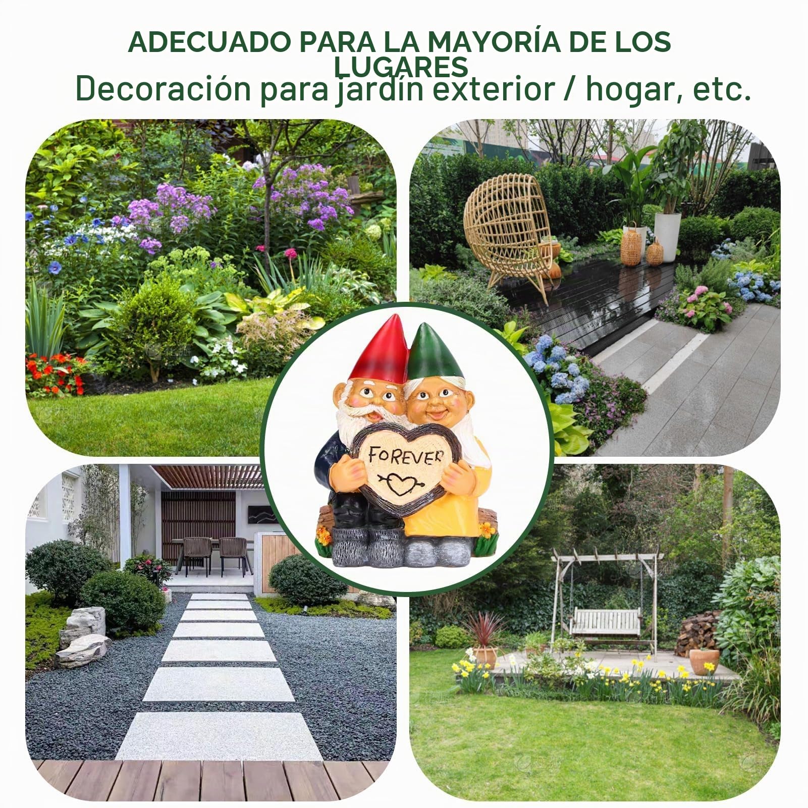 HERCHR Adornos De Gnomos De Jardín, Estatua Gnomo Jardí Decoración Al Aire Libre, Pareja De Gnomos Enamorada con Forma De Corazón para Siempre para Patio, Césped, Porche
