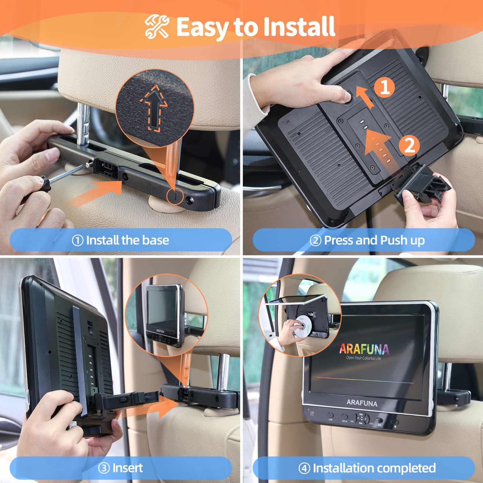 Buy 10.5" Dual Portable DVD Player with HDMI Input, Arafuna Car DVD Player Dual Screen Play A