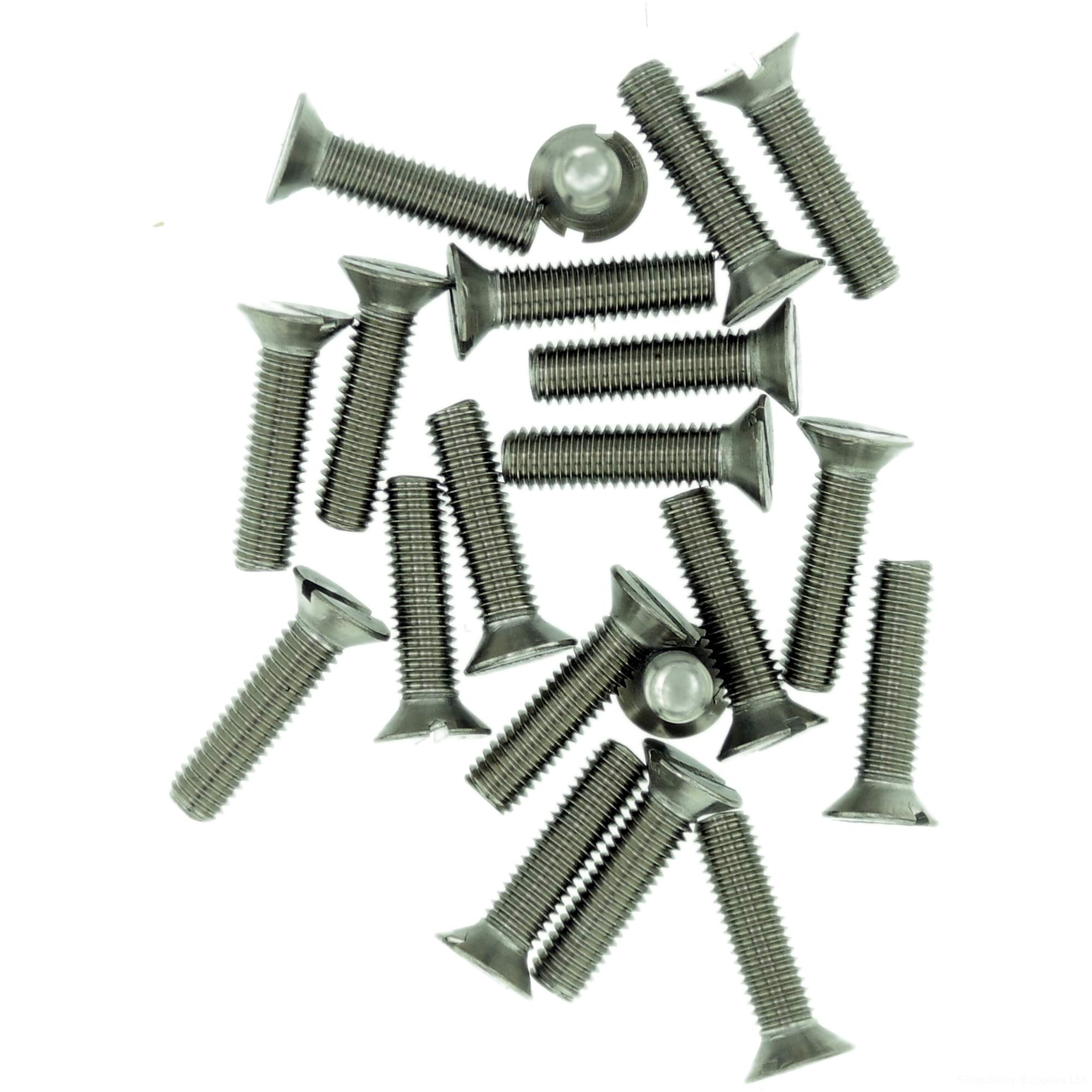 Singularity Supplies M6 (6Mm X 55Mm) Slot Countersunk Machine Screw (Bolt) - Stainless Steel (A2) (Pack Of 20)