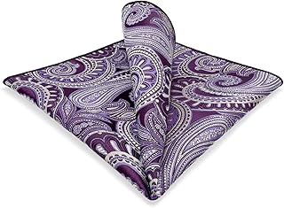 SHLAX&WING メンズ ポケットチーフ パープル ペイズリー模様 シルク