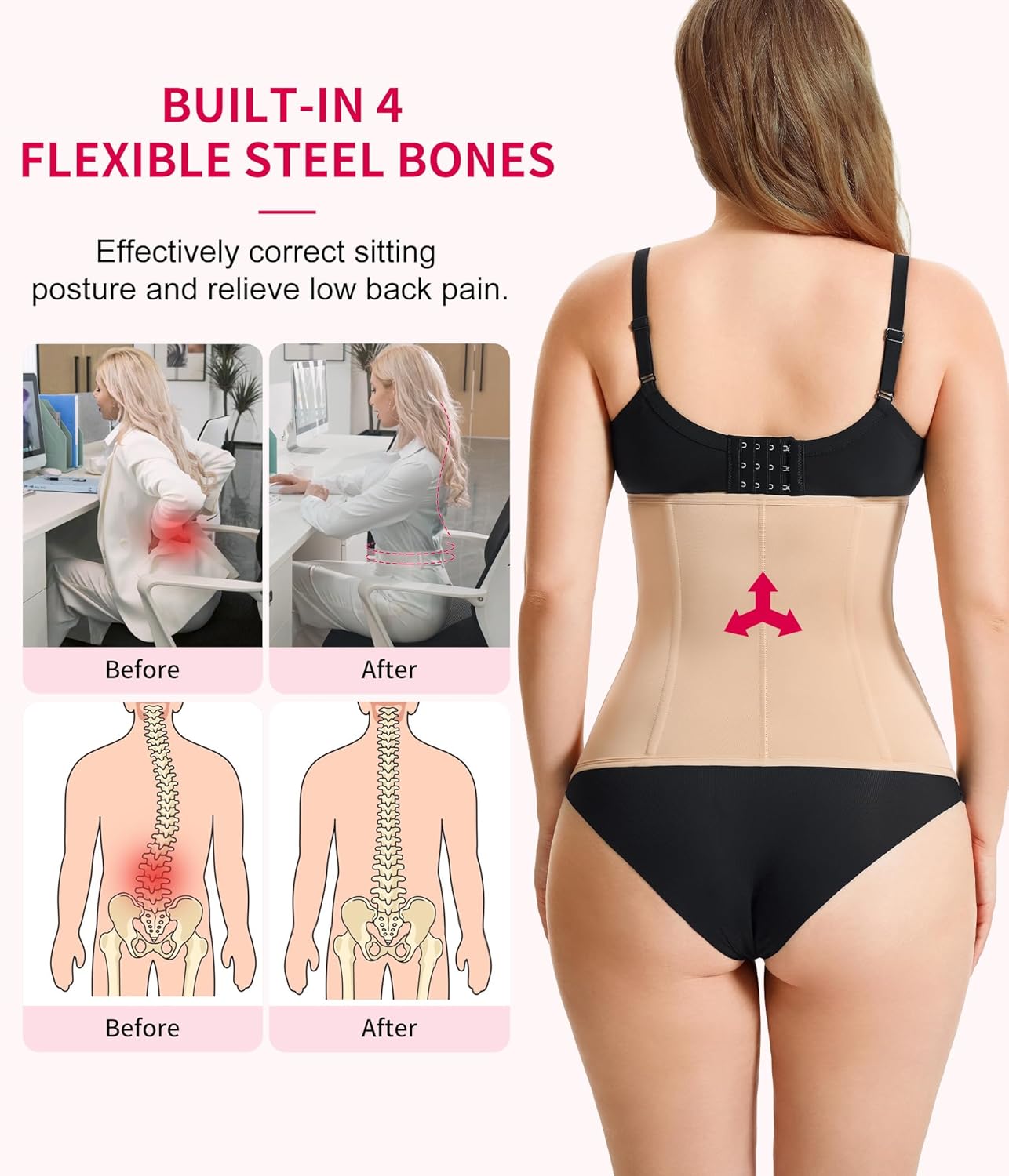 Gotoly Waist Trainer for Women Zipper Corset Shapewear Tummy Control Faja Body Shaper Waist Cincher Workout Girdle - Image 4