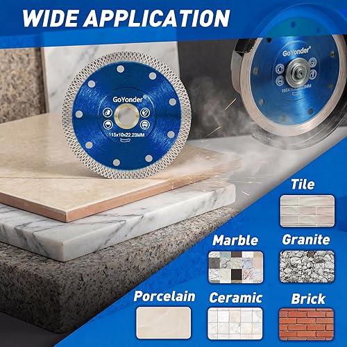 Miniatura 5 de GoYonder Hoja de diamante de 4.5 pulgadas para amoladora angular, hojas de sierra de diamante superfinas para corte húmedo y seco, hoja de diamante