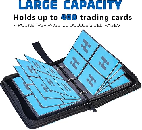 Miniatura 2 de HOTRABIIT Carpeta de tarjetas de 4 bolsillos, carpeta de tarjetas intercambiables para 400 tarjetas con 50 fundas extraíbles, carpeta de colección