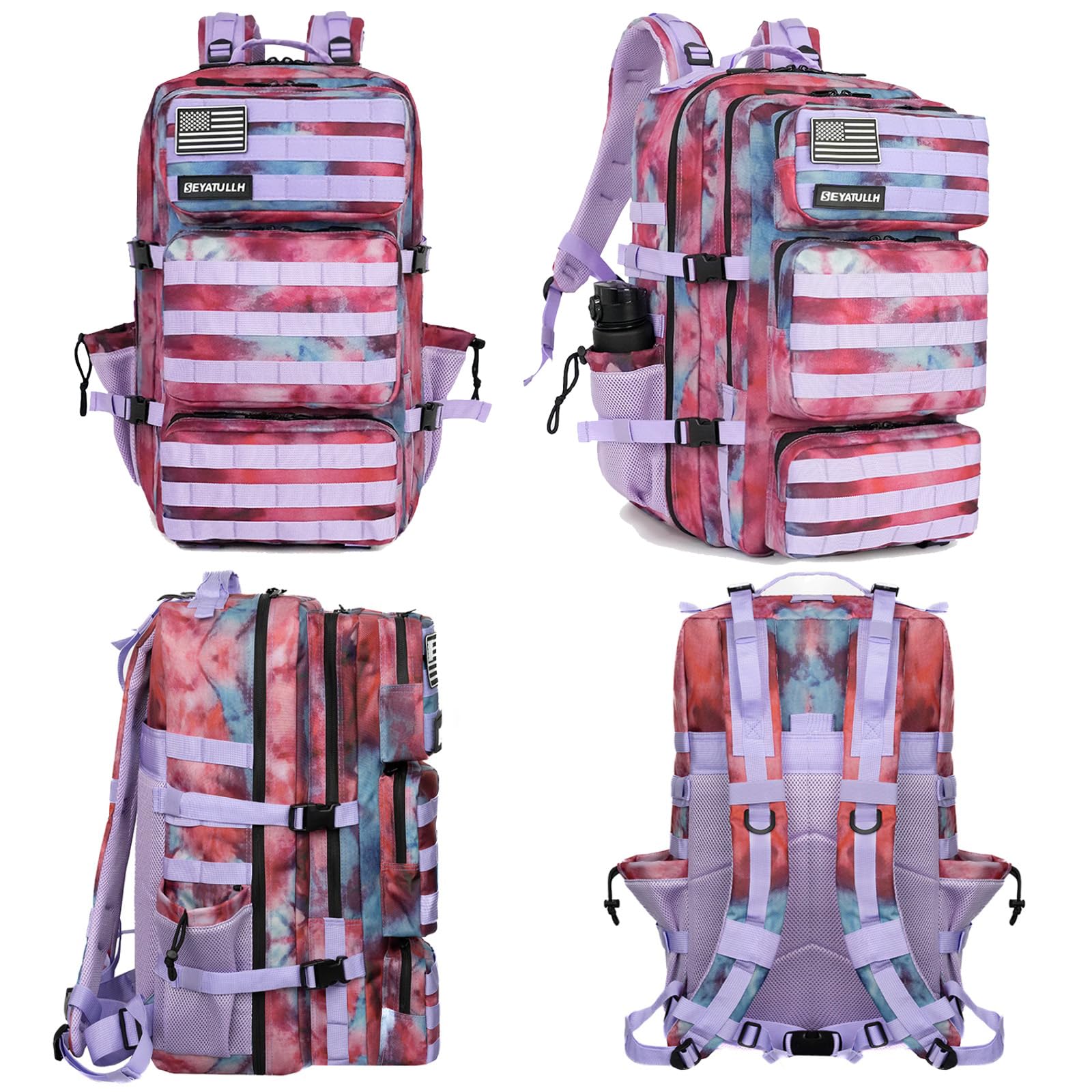 Mochila Táctica Militar Mochila 55L del Ejército Bolsa de Asalto Molle Mochila de Senderismo (Camuflaje nebulosa)