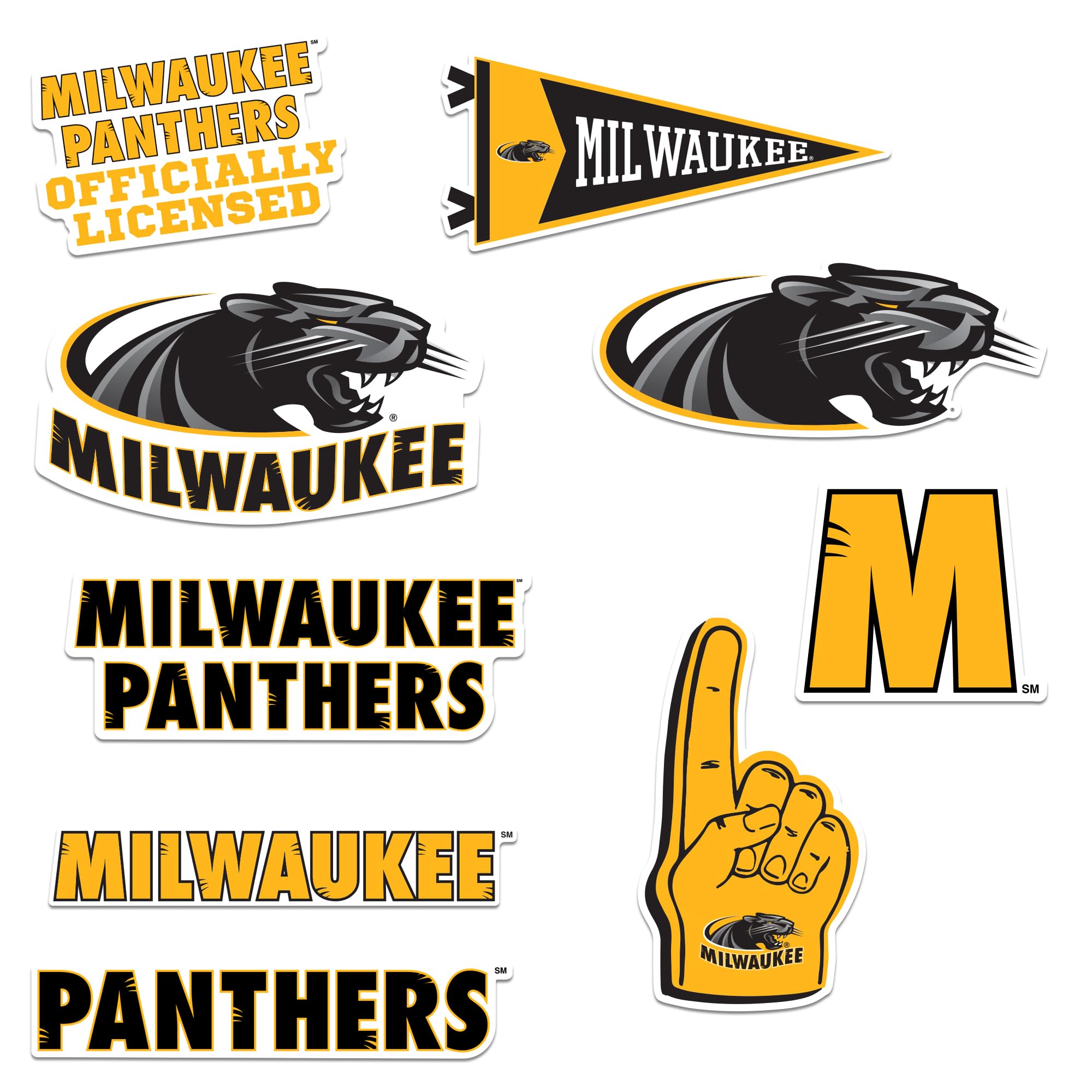 GRAPHICS &amp; MORE University of Wisconsin Milwaukee 8ct Vinyl Large Deluxe Stickers Variety Pack - Laptop, Water Bottle, Scrapbooking, Tablet, Skateboard, Indoor/Outdoor - Set of 8