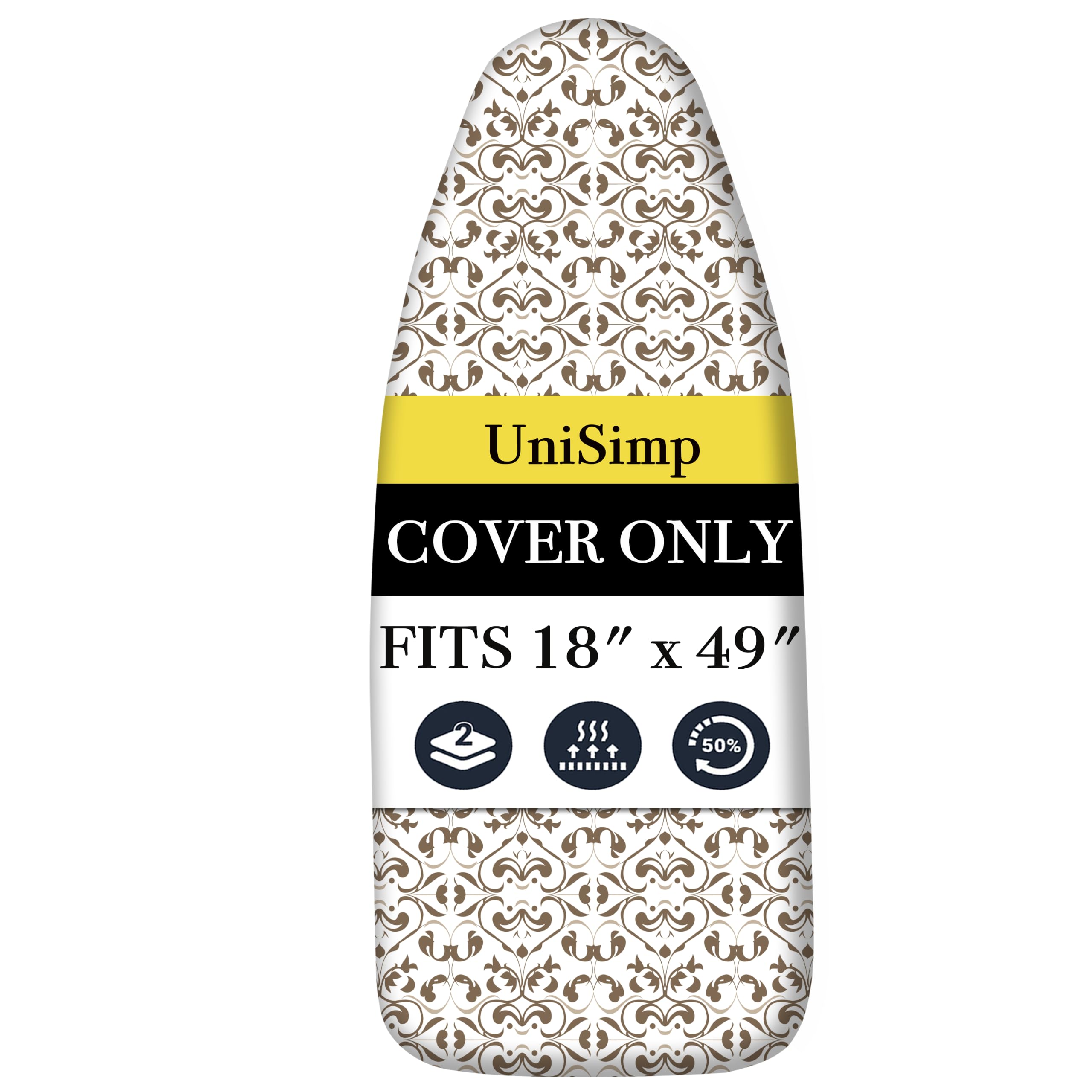 UniSimp Ironing Board Cover and Pad 18x49, Extra Wide, Taupe