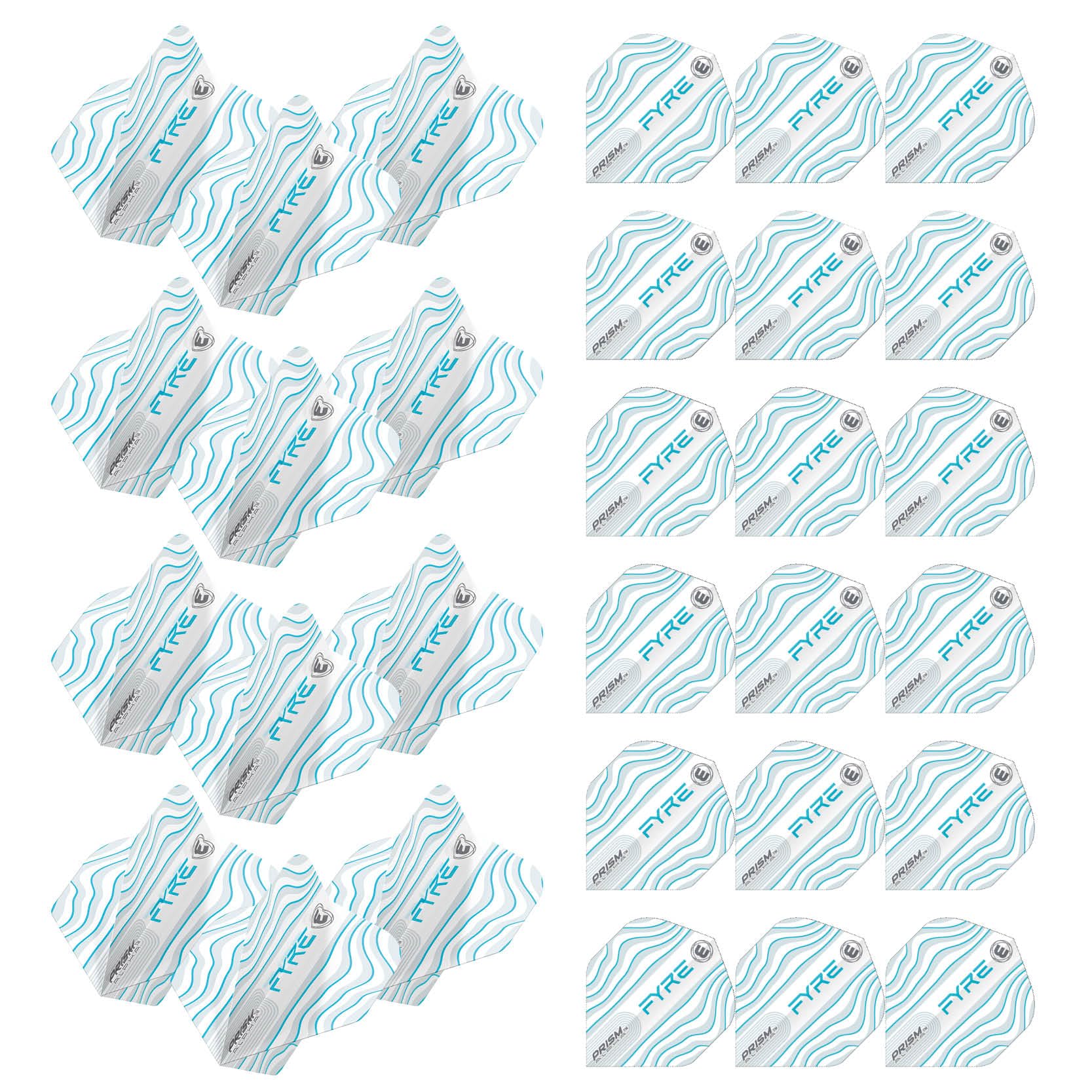 WINMAU Prism Alpha Fyre Design Dart Flights - 10 sets per pack (30 dart flights in total) (White, Aqua & Blue)