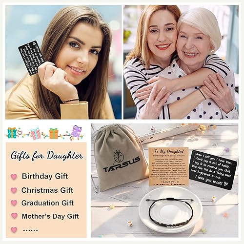 Miniatura 7 de Tarsus Pulseras con código morse con tarjeta grabada para hijo, hija, nieto, nieta, cumpleaños, Navidad, graduación, 10 pulg., Acero inoxidable, No