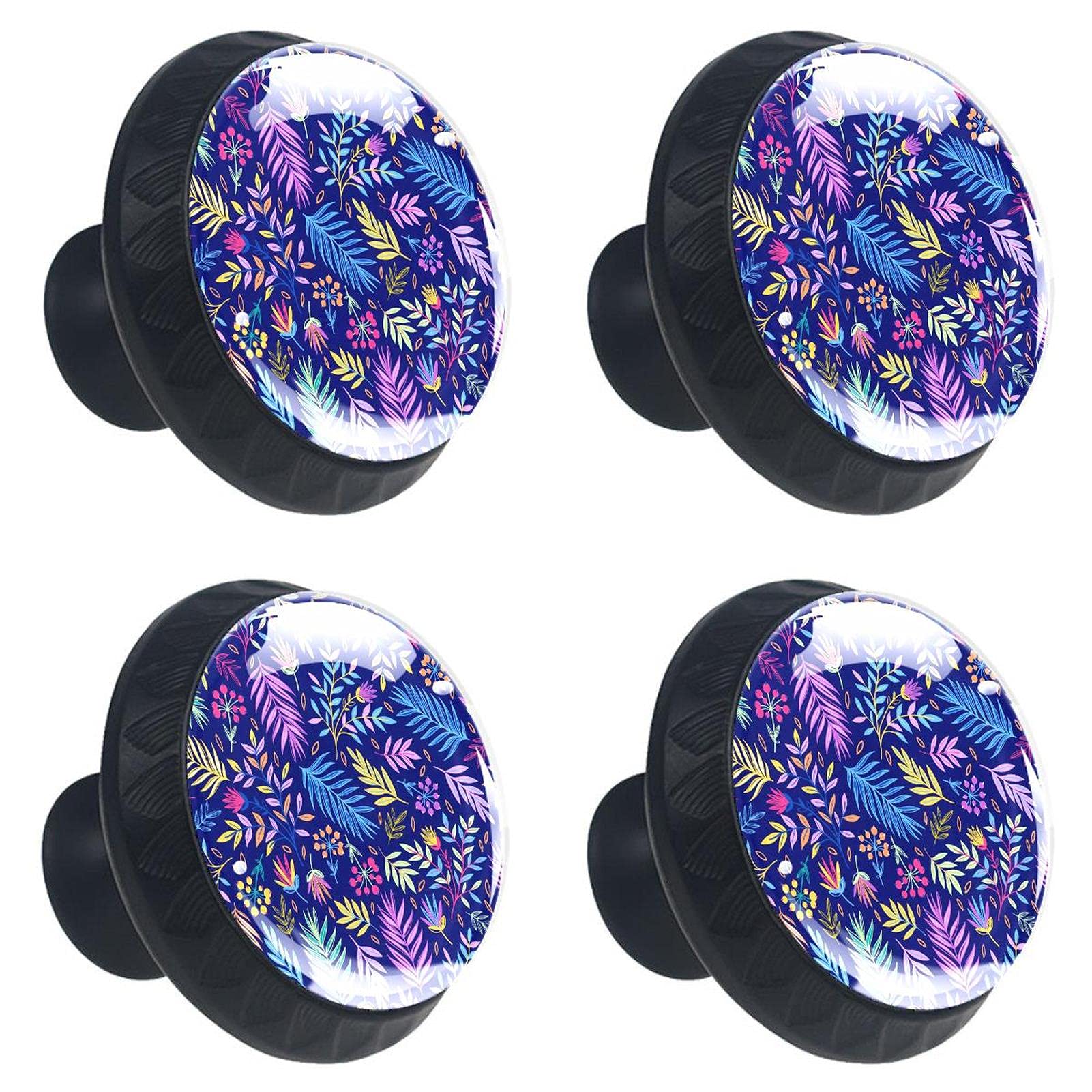 Lot de 4 poignées de porte de placard boutons tiroir armoire fleurs exotiques