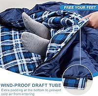 Vista 6 de AGEMORE Saco de dormir doble de franela de algodón para camping, mochilero o senderismo. Saco de dormir impermeable tamaño Queen para 2 personas