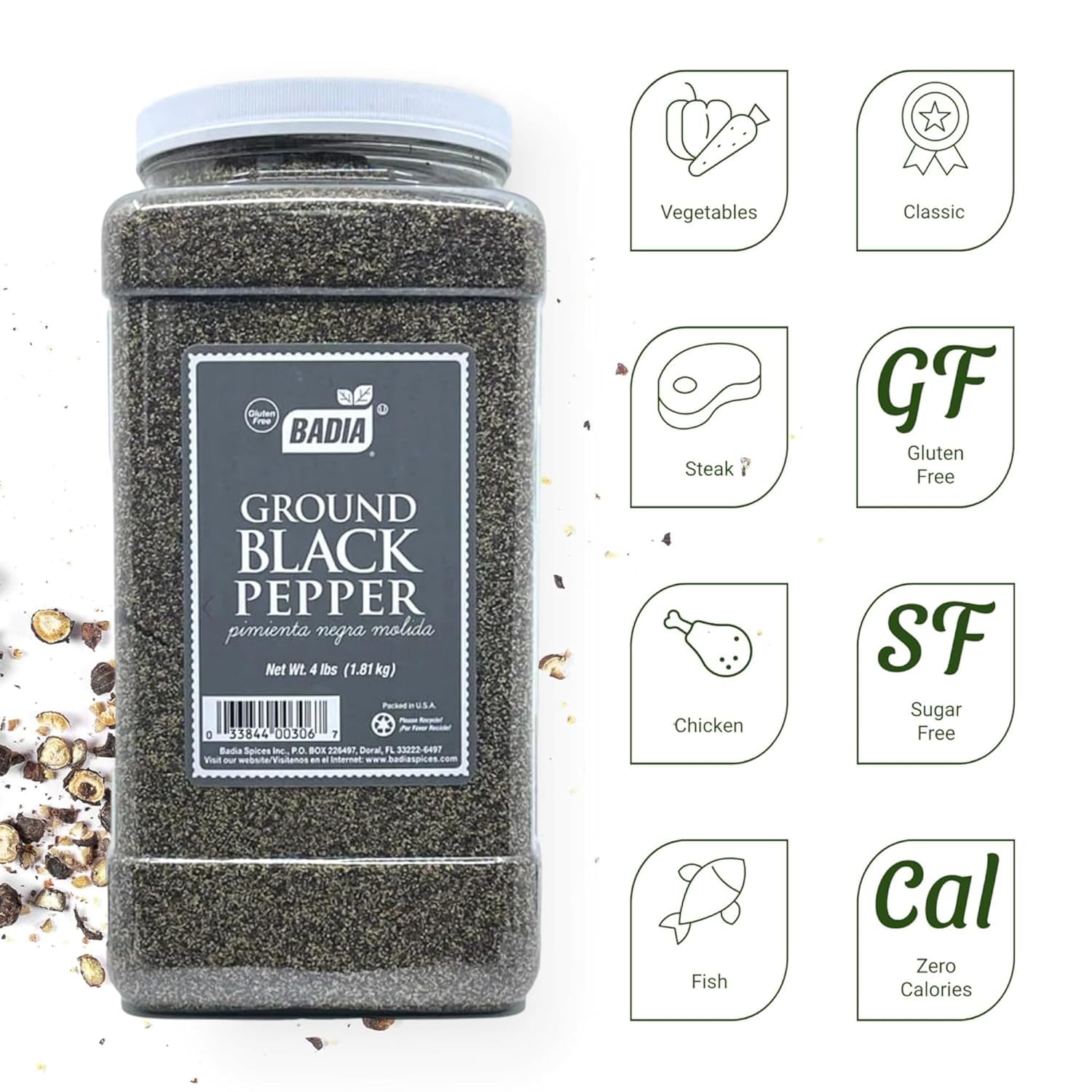 Badia Ground Black Pepper, 4 Pound – Premium Seasoning for Cooking & Freshly Ground Flavor
