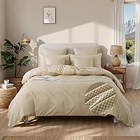 Vista 23 de FADFAY Juego de funda de edredón de cuadrícula azul, tamaño individual, 100% algodón, ultra suave, a cuadros, reversible, con cierre de cremallera