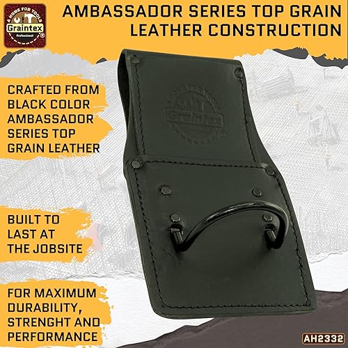 Miniatura 5 de Graintex Hammer Holder Ambassador Series Color Top Grain Leather, Hammer Loop, Leather Tool Holster, Construction Workers, Electricians, Framers