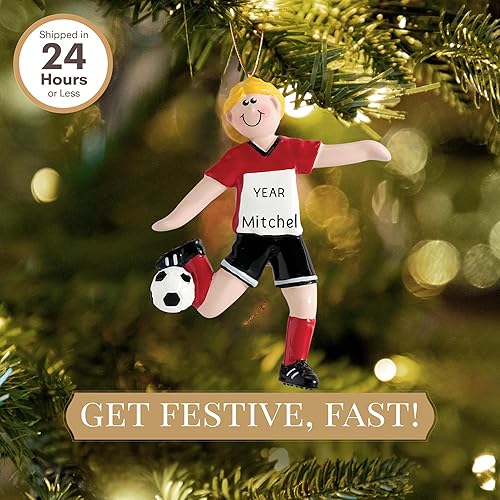 Miniatura 2 de Adorno de fútbol personalizado 2025 Personalización gratuita las 24 horas Adornos de Navidad deportivos grabados con láser para árbol Recuerdo de