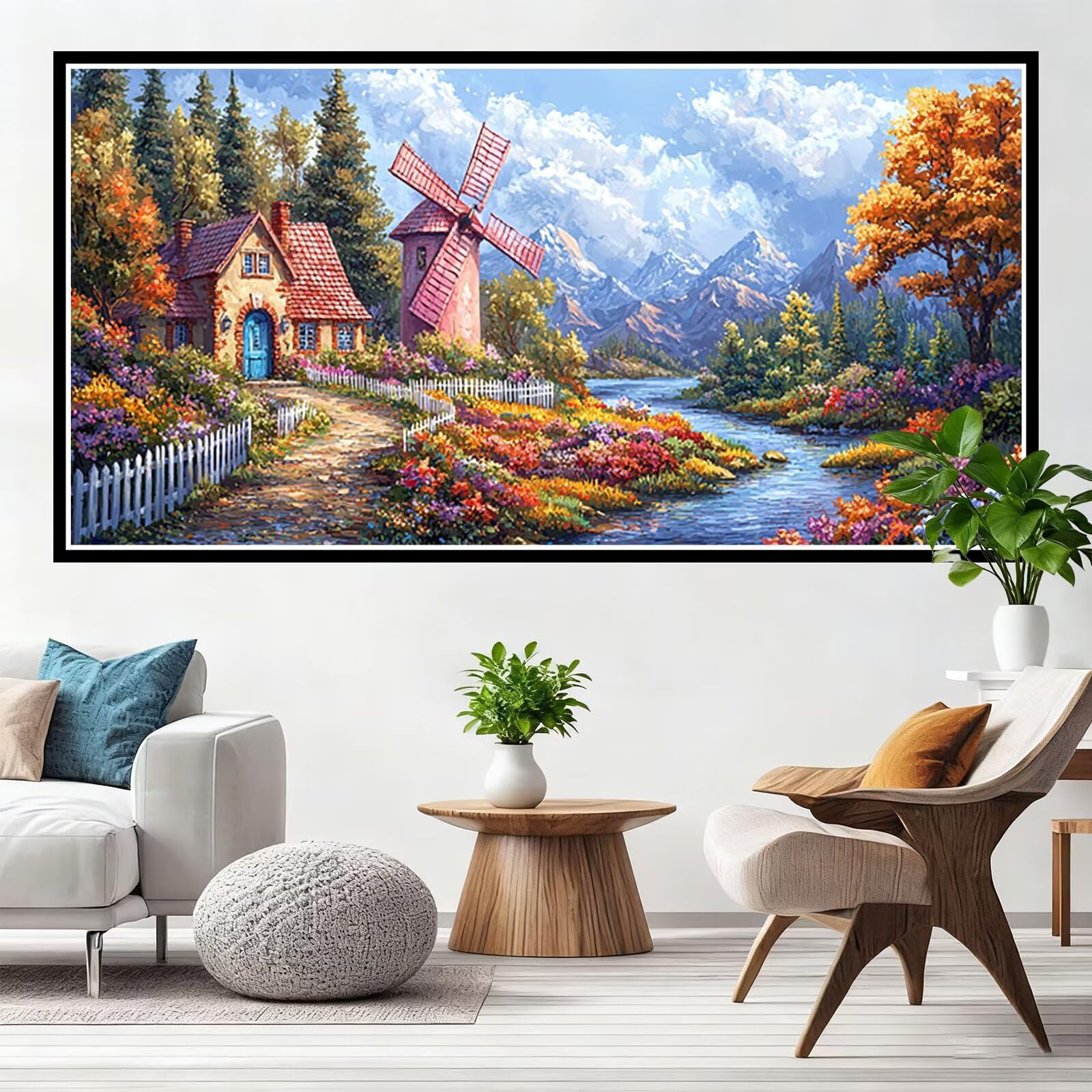 Diamentowe malowanie krajobraz obraz diamentowy dla dorosłych DIY kwiat obrazy diamentowe, 5D diamentowe malowanie dzieci, zestaw puzzli dla dorosłych, do dekoracji domu prezent 60x120 cm Y0-308