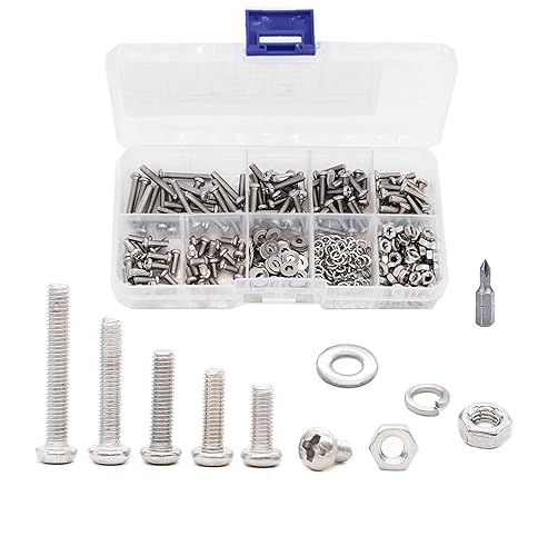 Miniatura 1 de cSeao Juego de 420 tornillos de cabeza plana M3 x 0.236 in, 0.315 in, 0.394 in, 0.472 in, 0.630 in, 0.787 in, arandelas, tuercas hexagonales, unidad