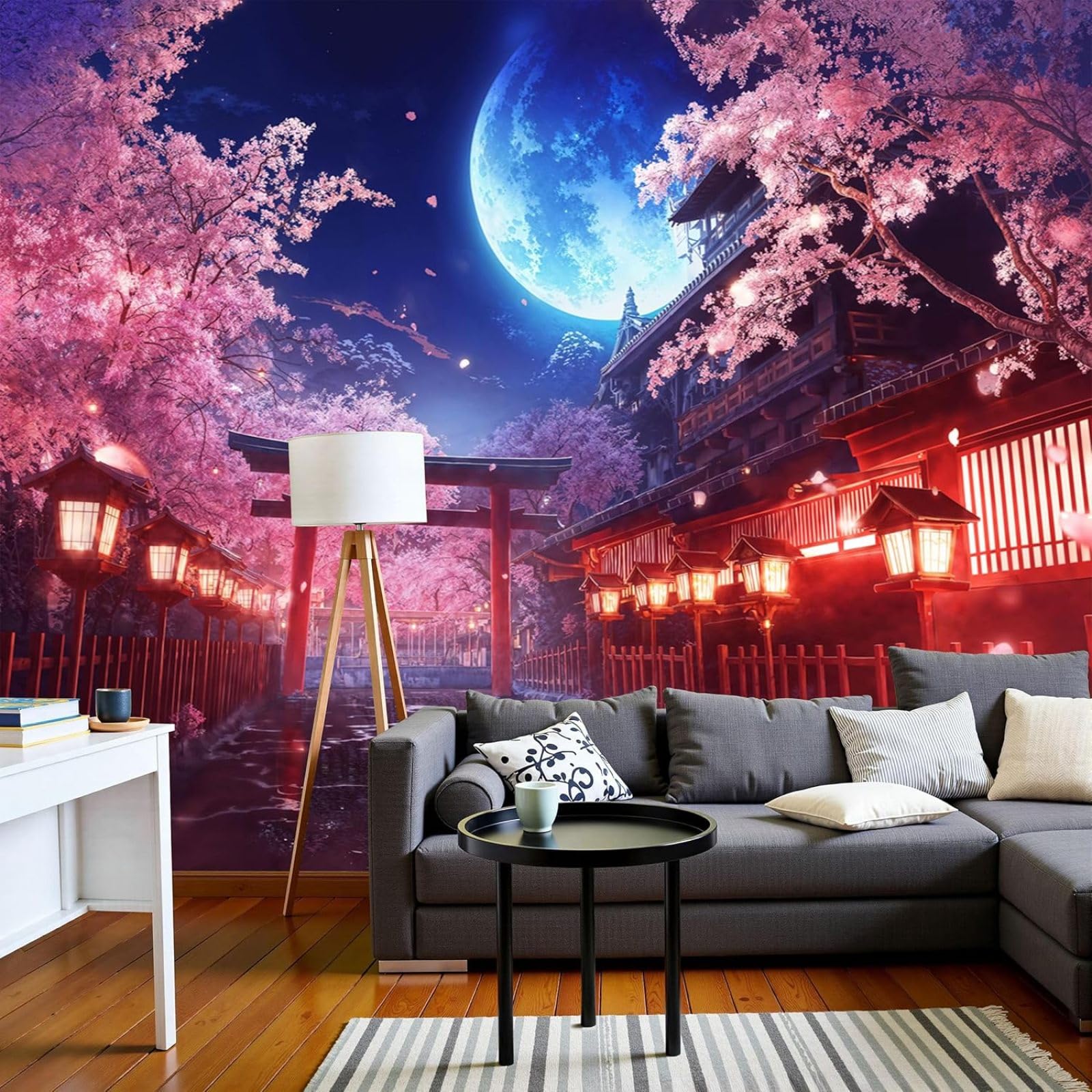 Papier peint architecture japonaise XXL : couvrez vos grands murs ternes avec ce motif rose intissé