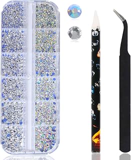 Nail Rhinestones Set - 3D Round Multi Size Crystal, Hotfix, ab Nail Gems, Flatback, with Kit, for Nail Art, DIY Decorations 6 Sizes (1.5-4mm)