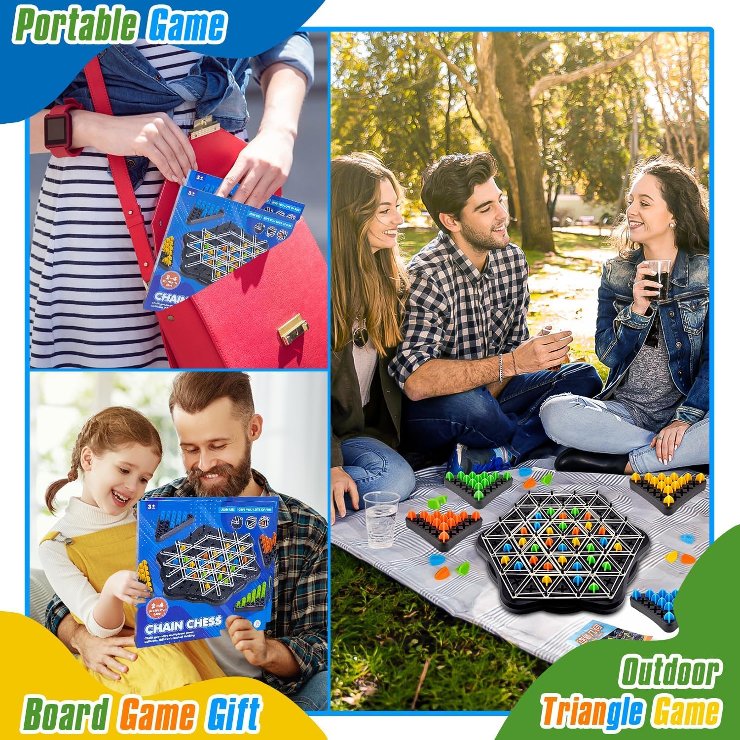 Gioco Triggle In Triangoli: Gioco Da Tavolo Di Strategia Con Elastici Per 2-4 Giocatori, Regalo Per Bambini E Adulti - 3