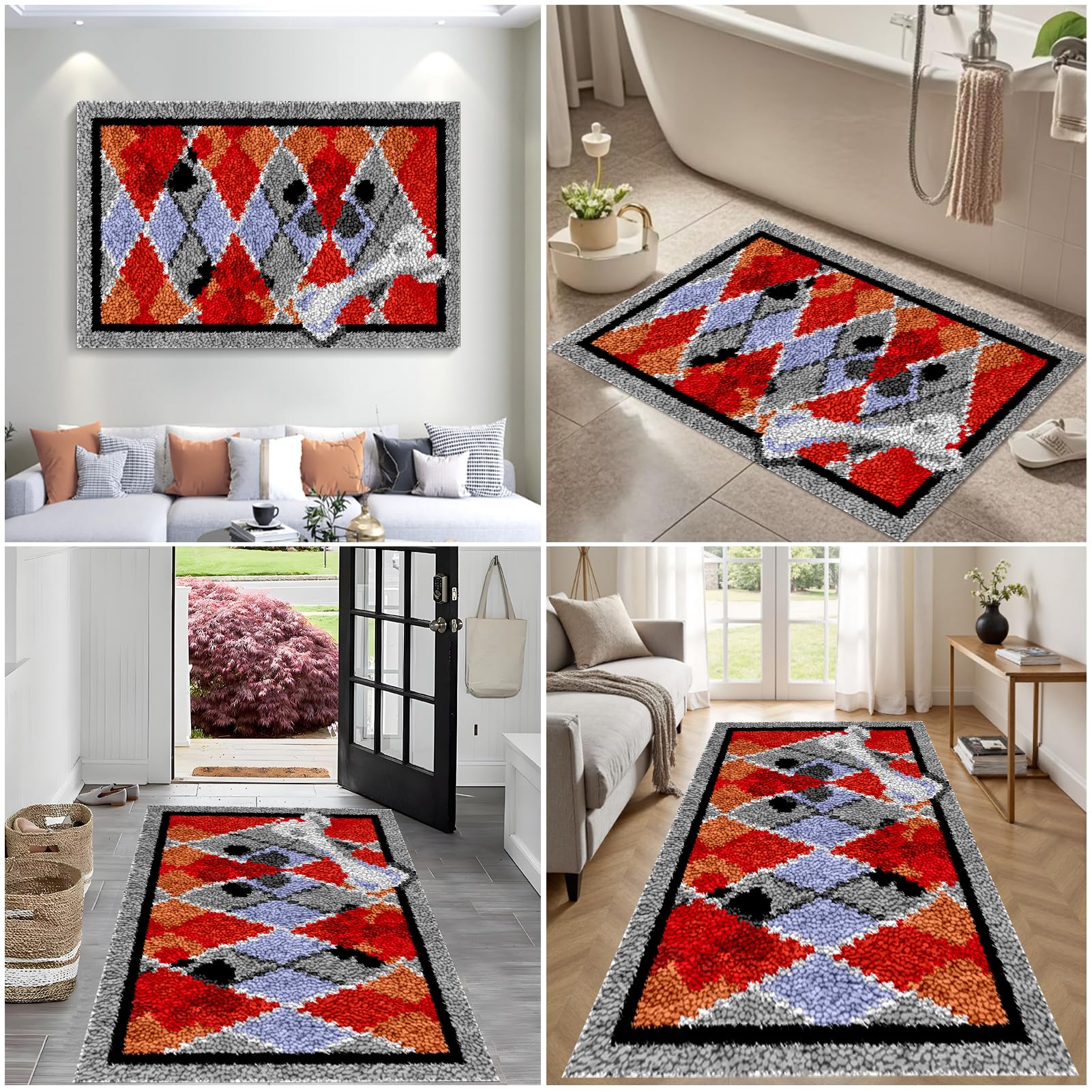 90 x 120 cm, zestaw haczyków zatrzaskowych dla dorosłych, początkujących, duże zestawy haczyków zatrzaskowych dla dorosłych, zestawy gobelinowe, zestaw dywaników z zatrzaskiem do wystroju domu, zestaw