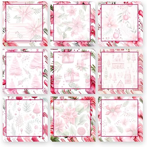 9 notas adhesivas de Navidad, diseño de flores de Navidad, bloc de notas autoadhesivas de invierno, notas adhesivas para escuela, oficina, hogar,