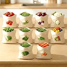 100% Cotton Reusable Vegetable Bags for Fridge | Eco-Friendly Zipper Storage Bags for Kitchen Organizer | Washable Breathable Cloth Bags for Vegetables | Pack of 10