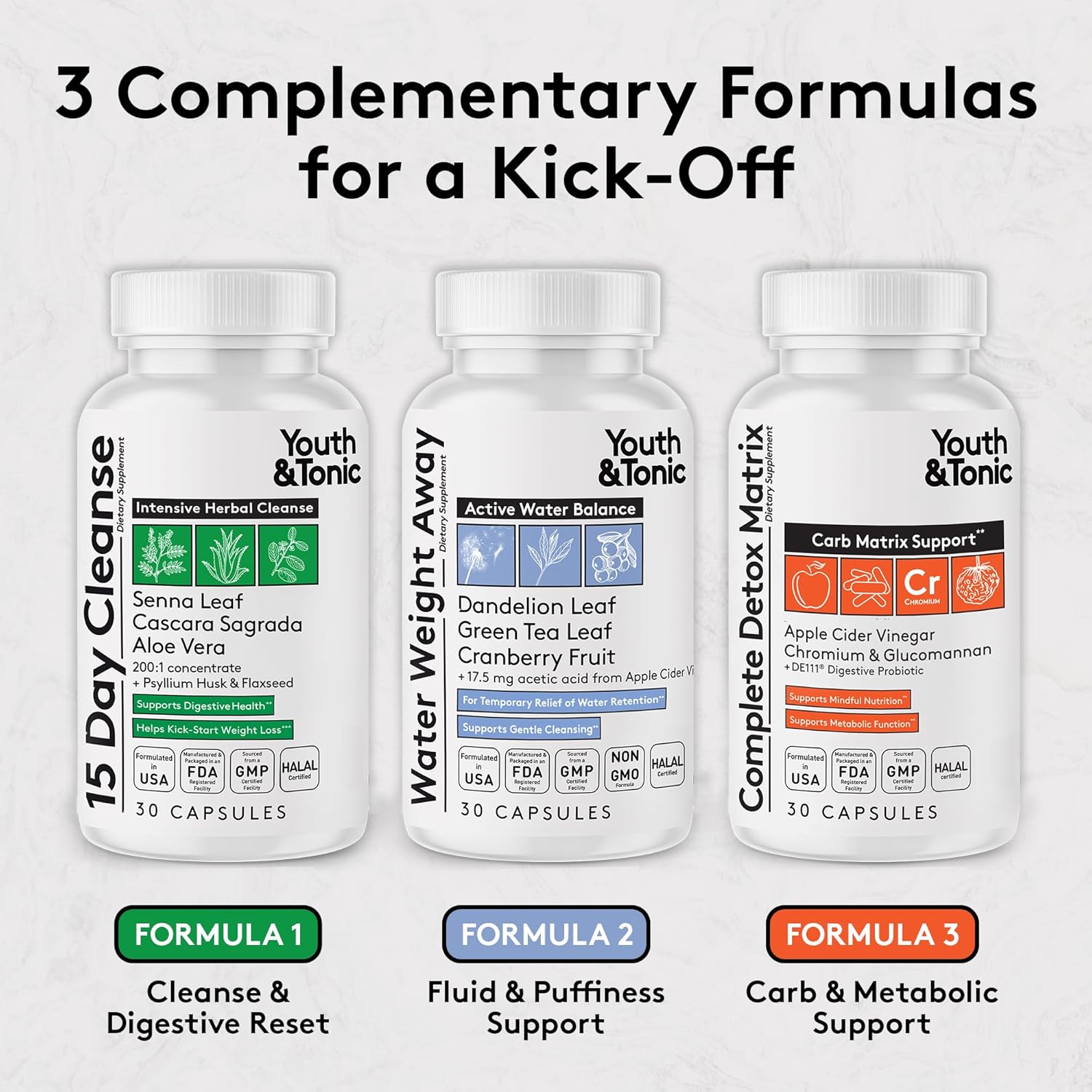 Youth &Amp; Tonic 3Pk Detox Cleanse Kick Off Weight Management &Amp;...