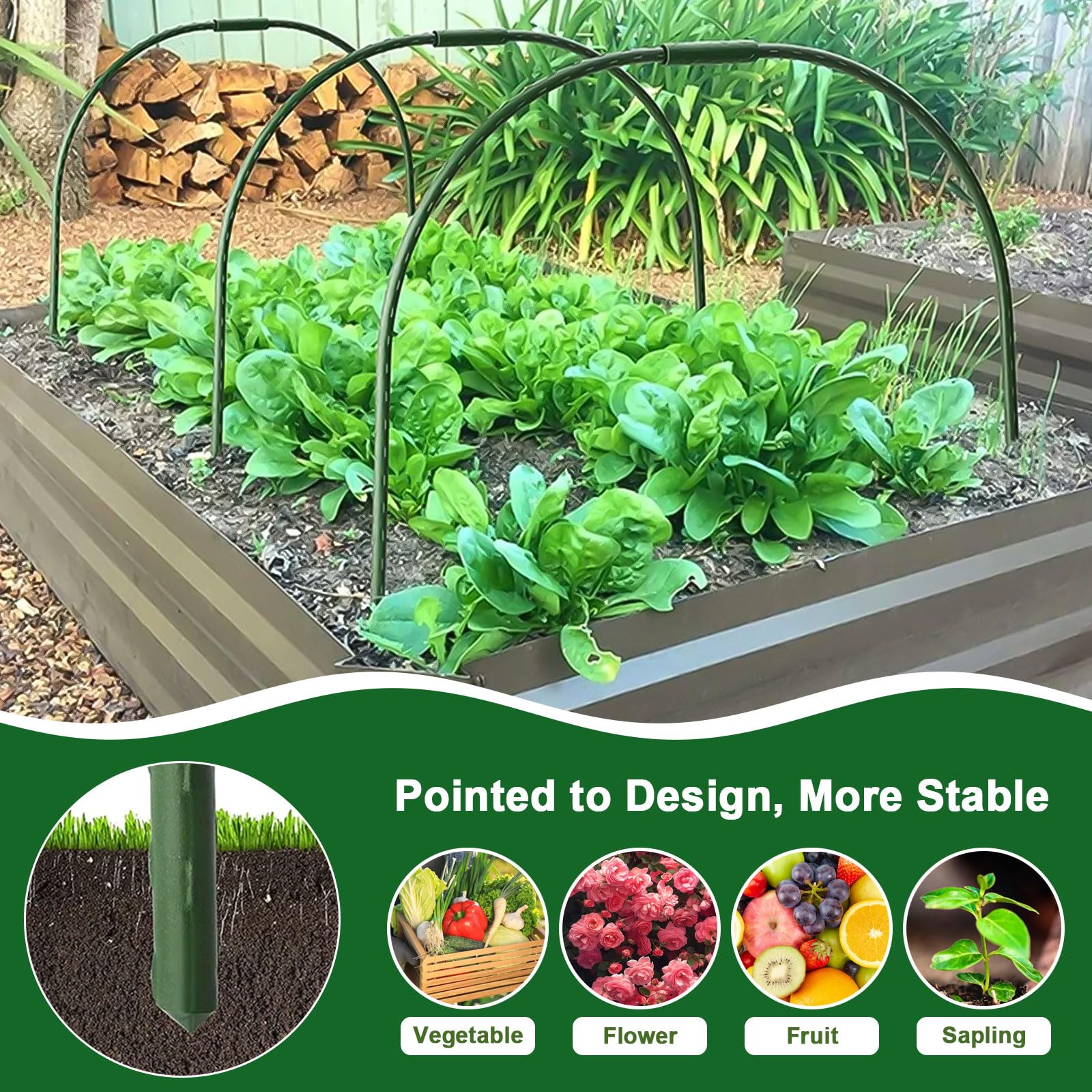 EXLECO 12Pcs Folientunnel Pflanzenschutz Gewächshaus mit Halteclips Metall Pflanztunnel Bögen für Hochbeet Abdeckung 80 * 90cm Frühbeet Tunnel Pflanzenschutzzelt für Garten Foliengewächshaus