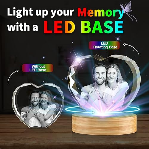 Miniatura 2 de YSPQBY Foto de cristal 3D personalizada, regalos personalizados para el día de San Valentín para mujeres, esposa, novia, ella, él, mamá, papá, gran