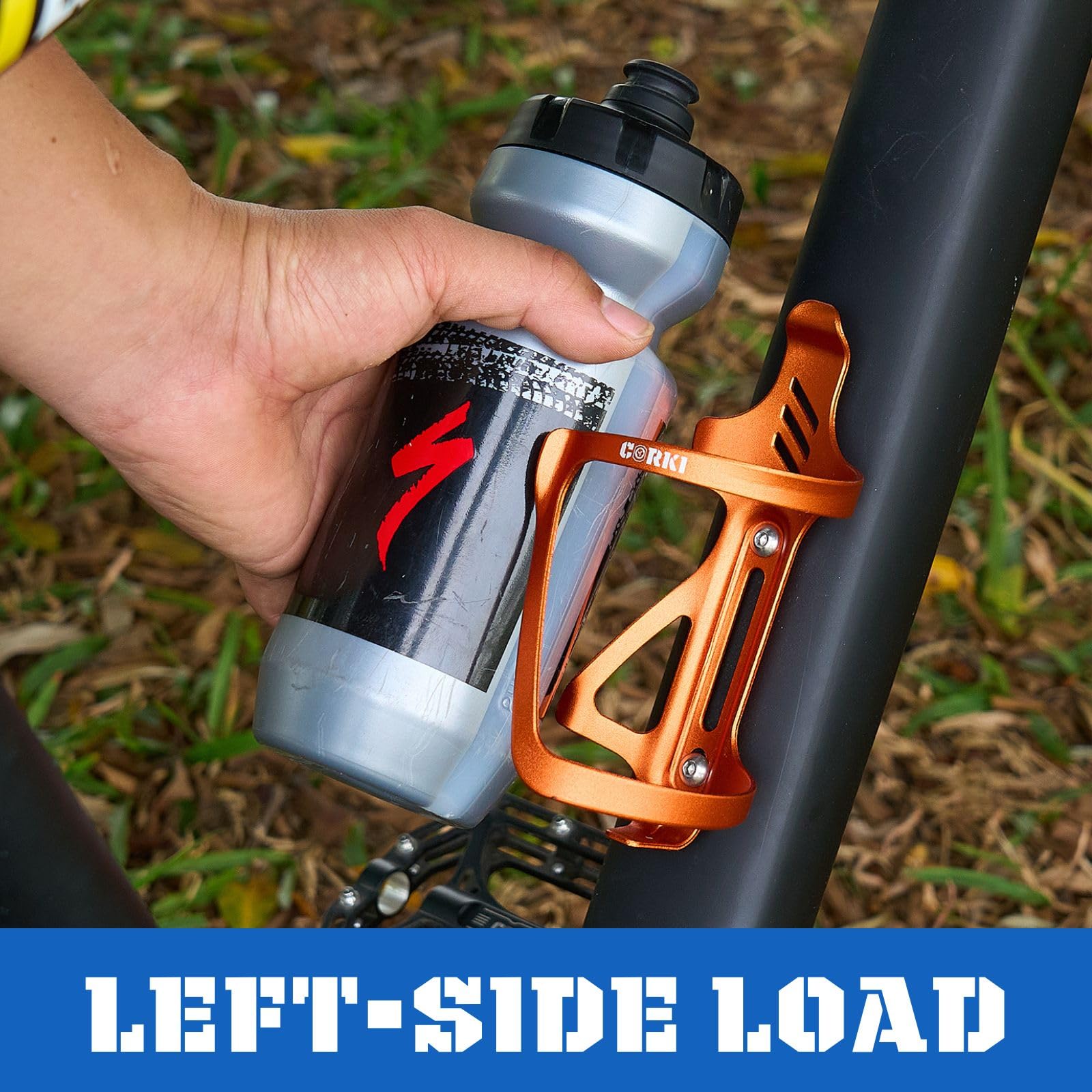 Corki Cycles Left Side Load Water Bottle Cage, Side